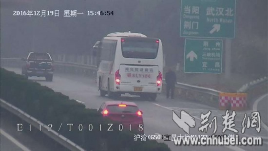 大客车高速惊险倒车 满车乘客无人阻止