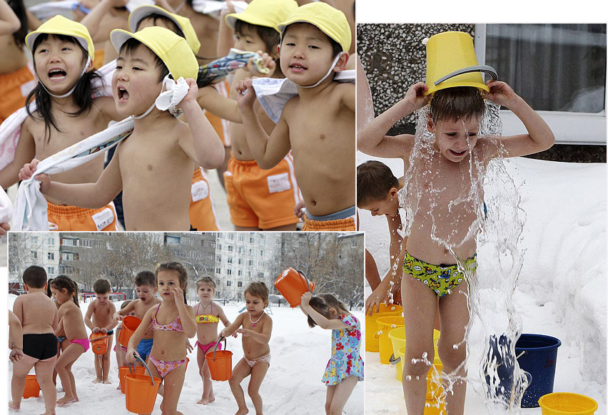 寒冬赤膊雪地冲凉 各国儿童冬季抗寒锻炼盘点