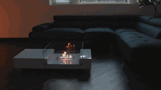 冬天里的一把火? 试试这款带壁炉的茶几